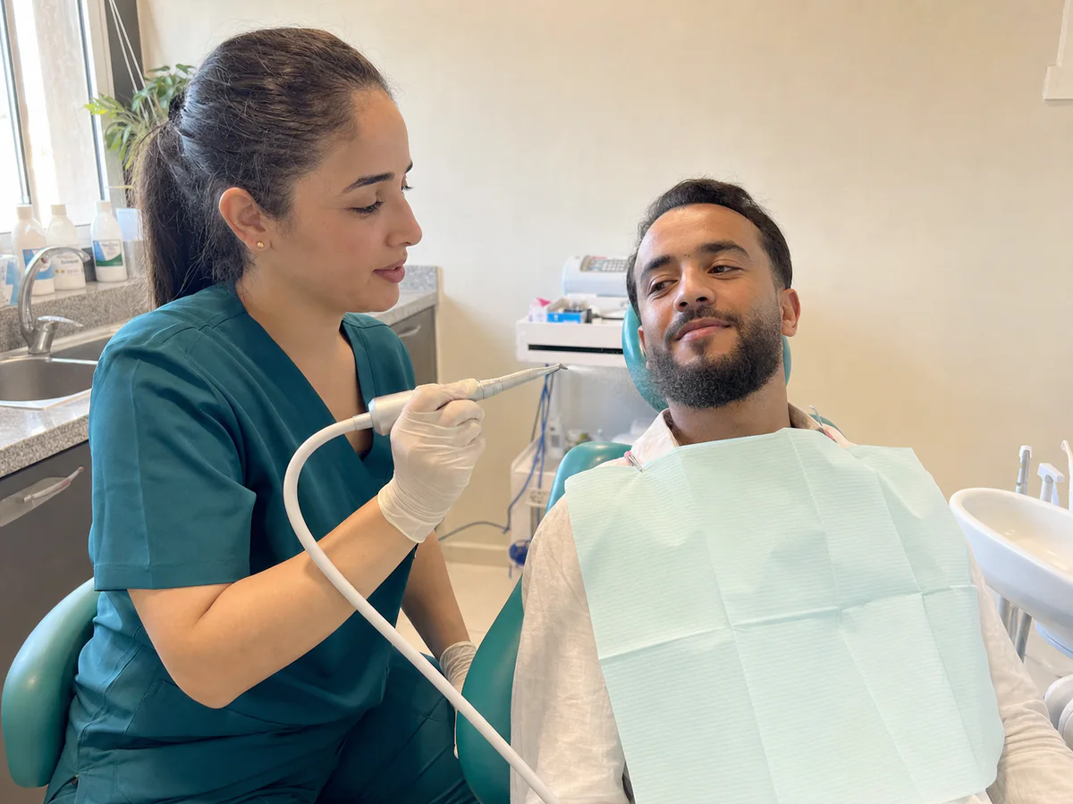 التلميع الهوائي للأسنان: تنظيف بالهواء والماء والمسحوق